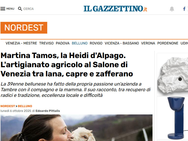 Martina Tomas, la Heidi d’Alpago. L’artigianato agricolo al Salone di Venezia tra lana, capre e zafferano – Il Gazzettino